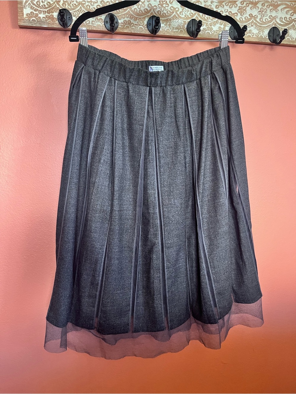 Brunello Cucinelli pleated wool midi skirt